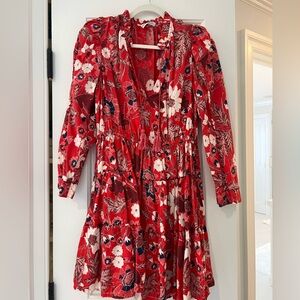 Ulla Johnson Liv Mini Floral Red Dress